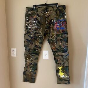 Smoke Rise Camo Paint-Splatter Cargo Pants men’s 38/32